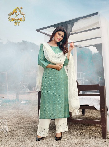 Rijiya Trends RT Brand Launches New Kurtis with Bottom And Dupatta Catalogue Vasant, Vasant Viscose Kurtis With Rayon Bottom Plazzo Catalogue In Wholesale Market, Buy Ladies Readymade Dress In Wholesale for Business